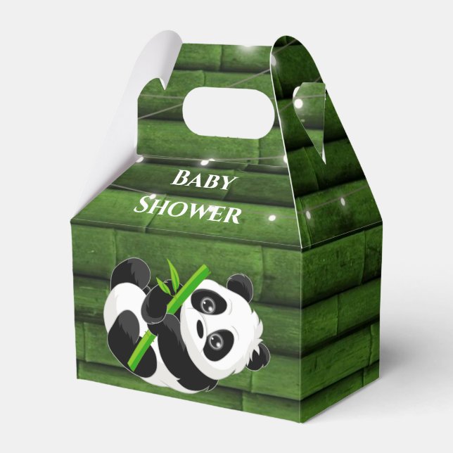Trendy Panda Bear Bamboo Baby Shower  Favour Box (Front Side)