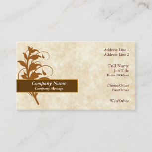 Trendy Parchment w/ Brown leaves Business Card