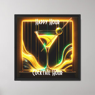Trendy Party Time Neon Personalised Canvas Print