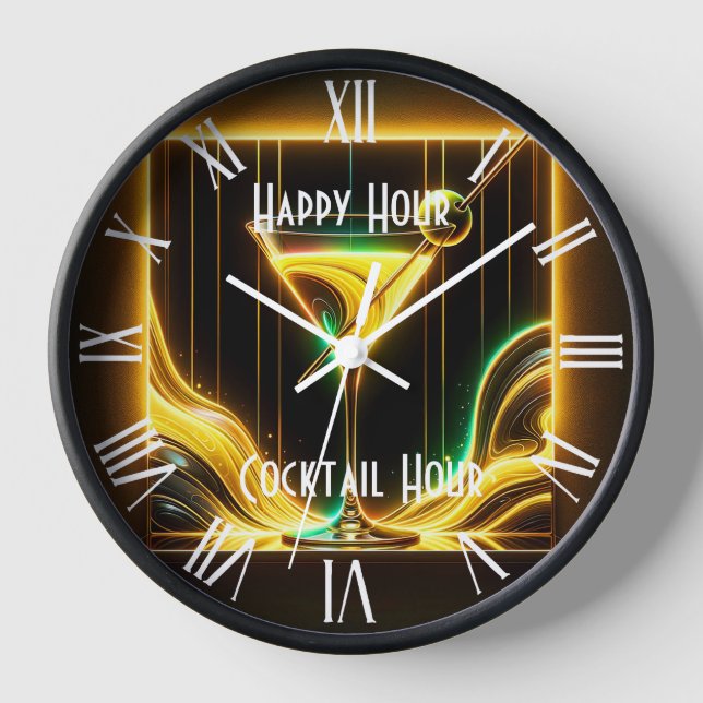 Trendy Party Time Neon Personalised Clock (Front)