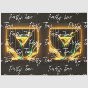 Trendy Party Time Neon Personalised Tissue Paper