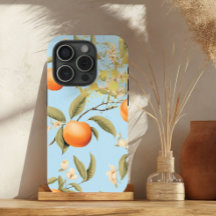 Trendy Pastel Blue, Orange and Gold Apricot fruit 