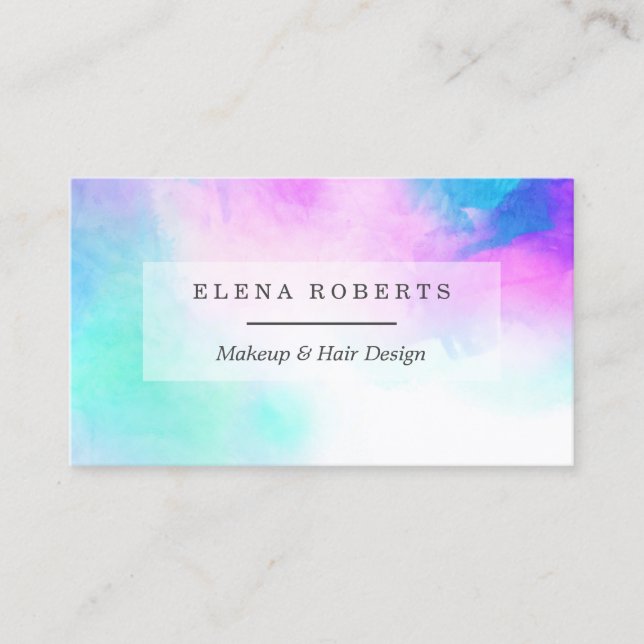 Trendy Pastel Paint Makeup Stylist Business Card (Front)