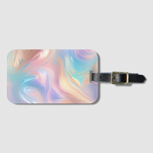 Trendy pastel Pink Blue yellow abstract waves Luggage Tag