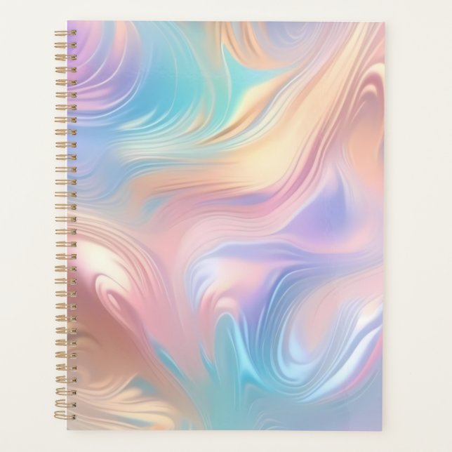 Trendy pastel Pink Blue yellow abstract waves Planner (Front)