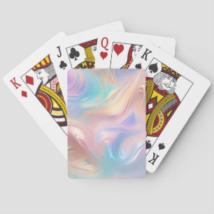 Trendy pastel Pink Blue yellow abstract waves Playing Cards
