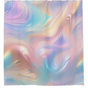 Trendy pastel Pink Blue yellow abstract waves Shower Curtain
