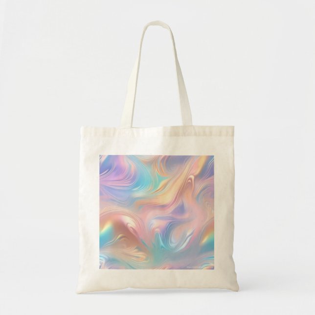 Trendy pastel Pink Blue yellow abstract waves Tote Bag (Front)