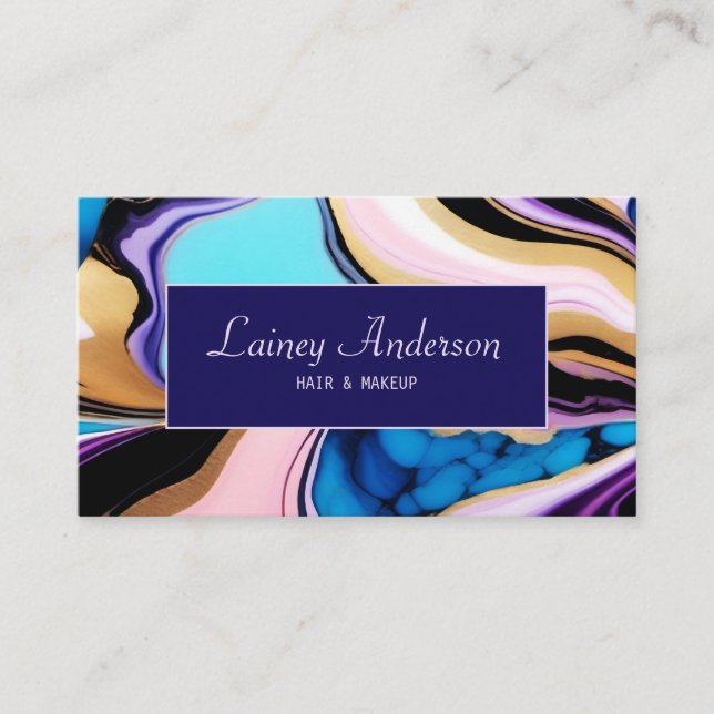 Trendy pastel purple pink blue Gold faux marble Business Card (Front)
