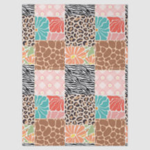 Trendy Patchwork Animal Print & Floral Gift Bag