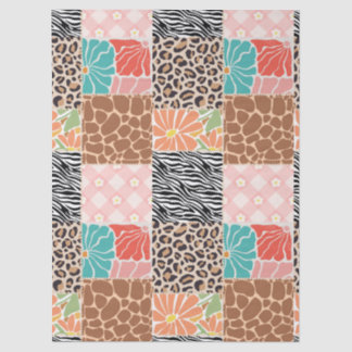 Trendy Patchwork Animal Print & Floral Gift Bag Tissue Paper