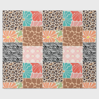Trendy Patchwork Animal Print & Floral Wrapping Pa Paper