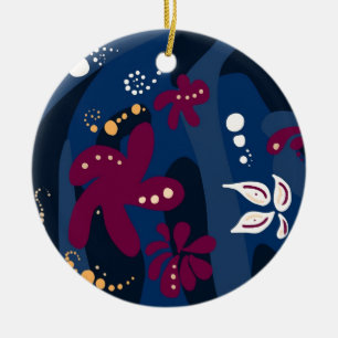 Trendy Pattern accessories, abstract blue pink Ceramic Tree Decoration