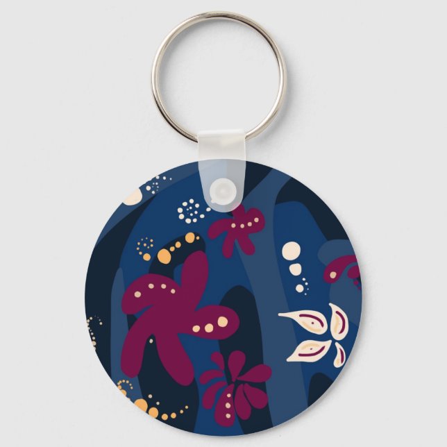 Trendy Pattern accessories, abstract blue pink Key Ring (Front)