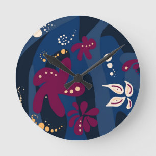 Trendy Pattern accessories, abstract blue pink Round Clock