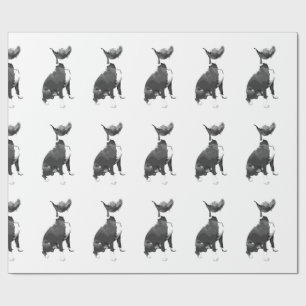 Trendy pattern black and white Pit Bull dog Wrapping Paper