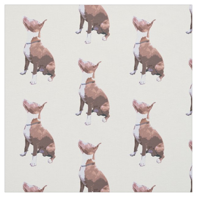 Trendy pattern brown and white Pit Bull dog Fabric (Swatch)