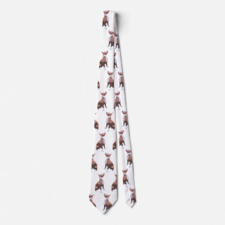 Trendy pattern brown and white Pit Bull dog Tie