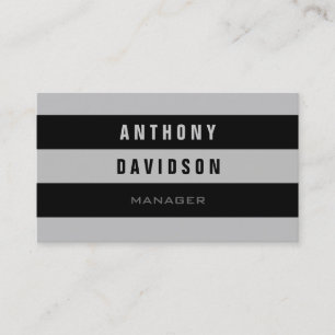 Trendy Pattern Grey Black Striped Business Card