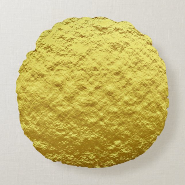 Trendy pattern of faux rough texture gold foil round cushion (Front)