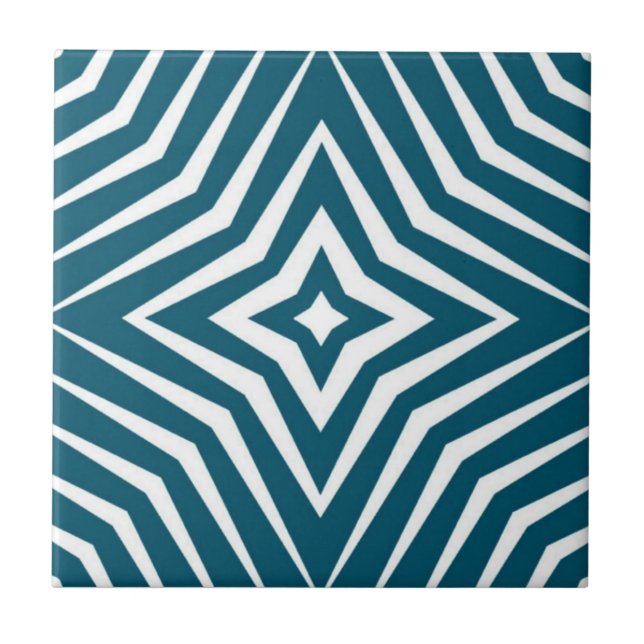 Trendy pattern with stars white and blue green M3 Tile (Front)