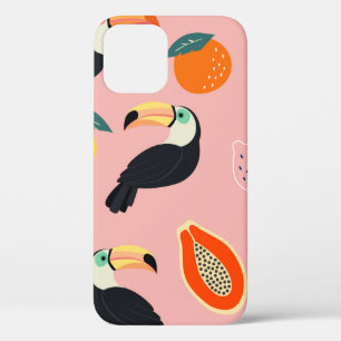 Trendy pattern with toucan and abstract tropical f iPhone 12 case