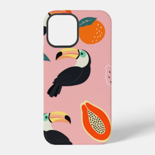 Trendy pattern with toucan and abstract tropical f iPhone 12 case