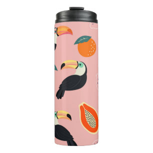 Trendy pattern with toucan and abstract tropical f thermal tumbler
