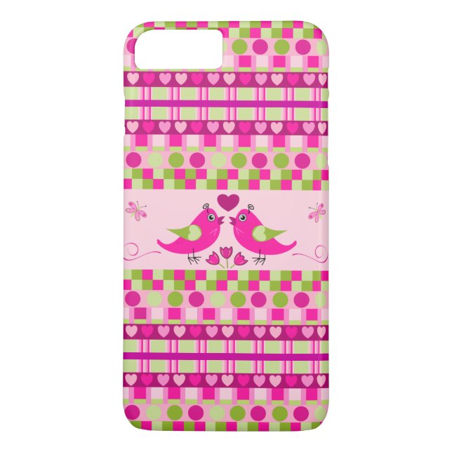 Trendy Patterns and Love Birds Case-Mate iPhone Case (Back)