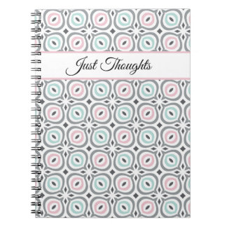 Trendy patterns of pastel gray, pink and blue notebook