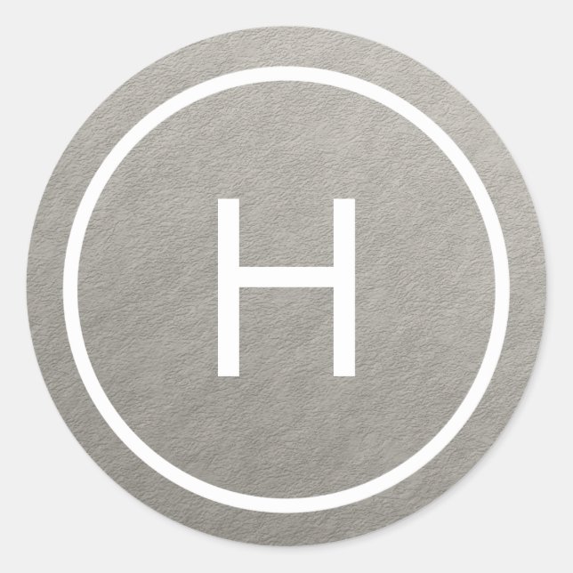 Trendy Peace Round Monogram Stickers - Silver (Front)