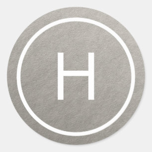 Trendy Peace Round Monogram Stickers - Silver