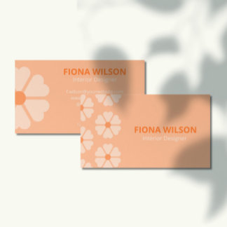 Trendy Peach Fuzz Pink Orange floral Feminine Business Card