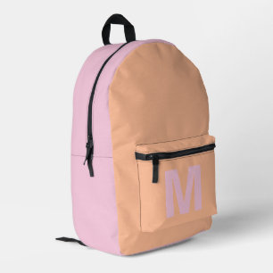 Trendy peach pastel pink with Monogram name Printed Backpack