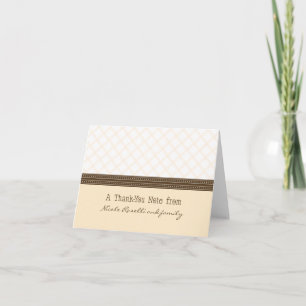 Trendy Peach Plaid Photo (inside) Thank You Card
