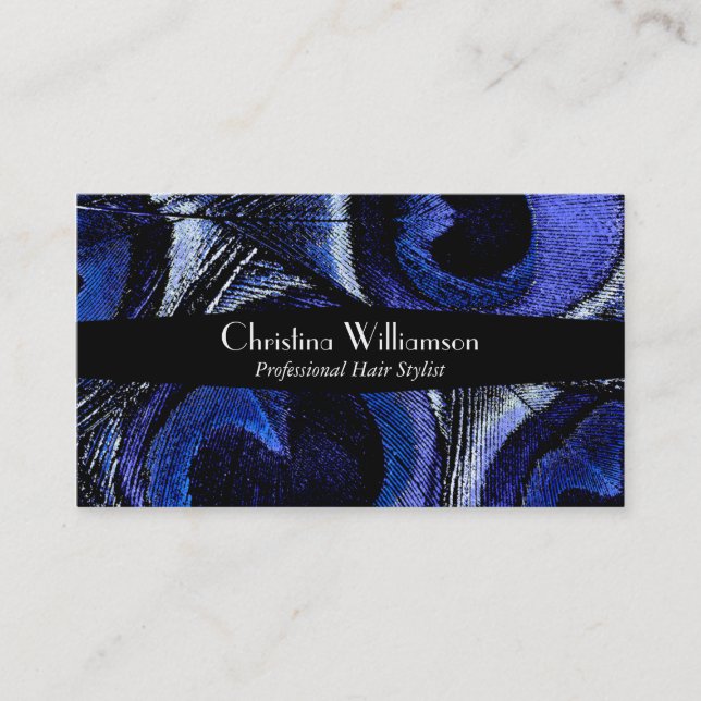 Trendy Peacock Feathers Business Card (Front)