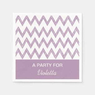 Trendy Pencil Purple Chevron Zigzags With Name Napkin