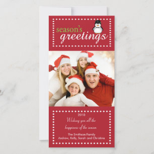 Trendy Penguin Family Christmas Photo Card