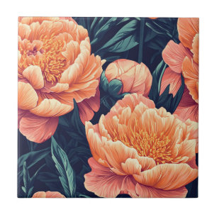 Trendy Peonies Tiles  For Cozy Interior Flooring