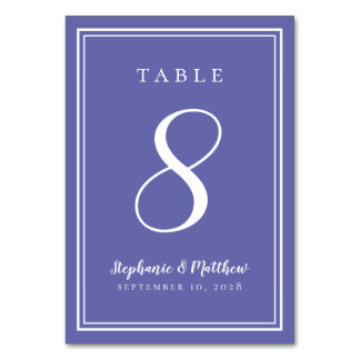 Trendy Periwinkle Blue Custom Wedding Table Number