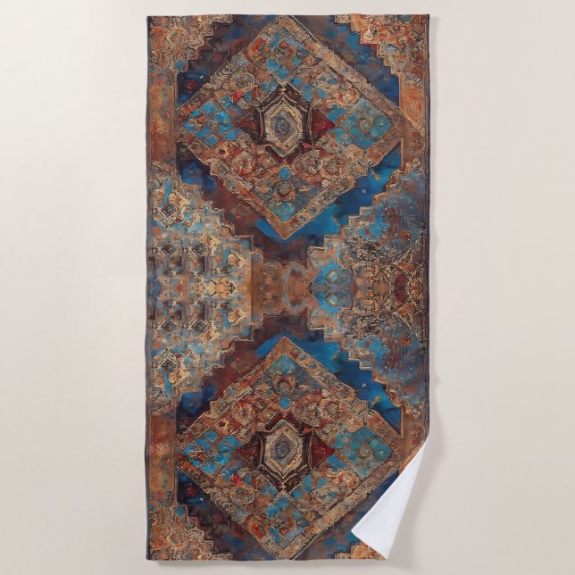 Trendy Persian Beautiful Old Pattern Collection Beach Towel (Front)