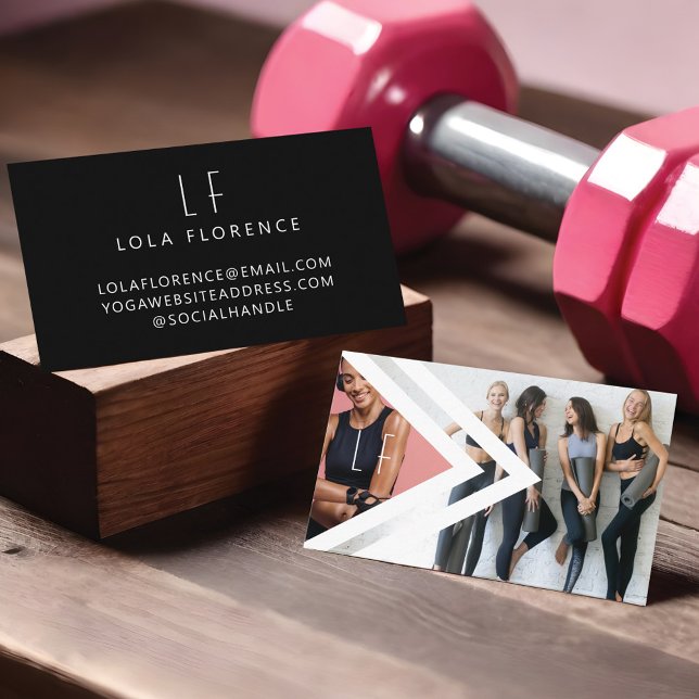 Trendy Personal Fitness Trainer 2 Photo Monogram Business Card (Trendy Personal Fitness Trainer 2 Photo Monogram Business Card)