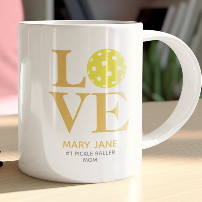 Trendy Personal LOVE Mustard Yellow Pickleball Coffee Mug (Creator Uploaded)