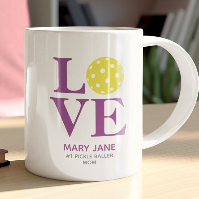 Trendy Personal LOVE Raspberry Purple Pickleball Coffee Mug (Creator Uploaded)