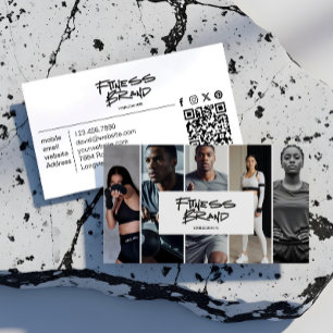 Trendy Personal Trainer Fitness Photo Collage Business Card