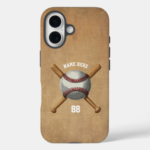 Trendy Personalised Baseball Name and Number iPhone 16 Case