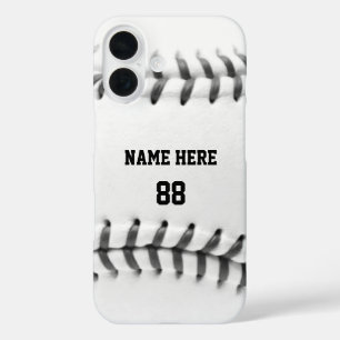 Trendy Personalised Baseball Name and Number iPhone 16 Case