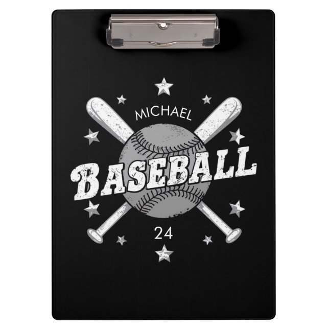 Trendy Personalised Baseball Name and Number  Clipboard (Front)