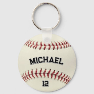 Trendy Personalised Baseball Name and Number Key Ring