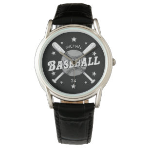 Trendy Personalised Baseball Name and Number  Watch